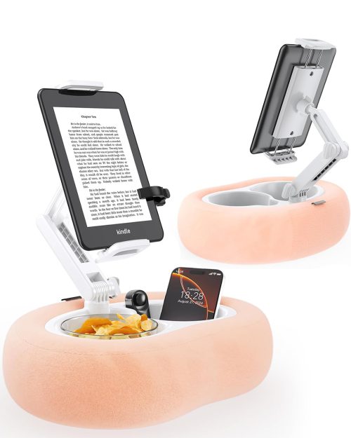 Tablet Stand Ereader Pillow Holder with 2 Detachable Trays & Soft Plush Pillow